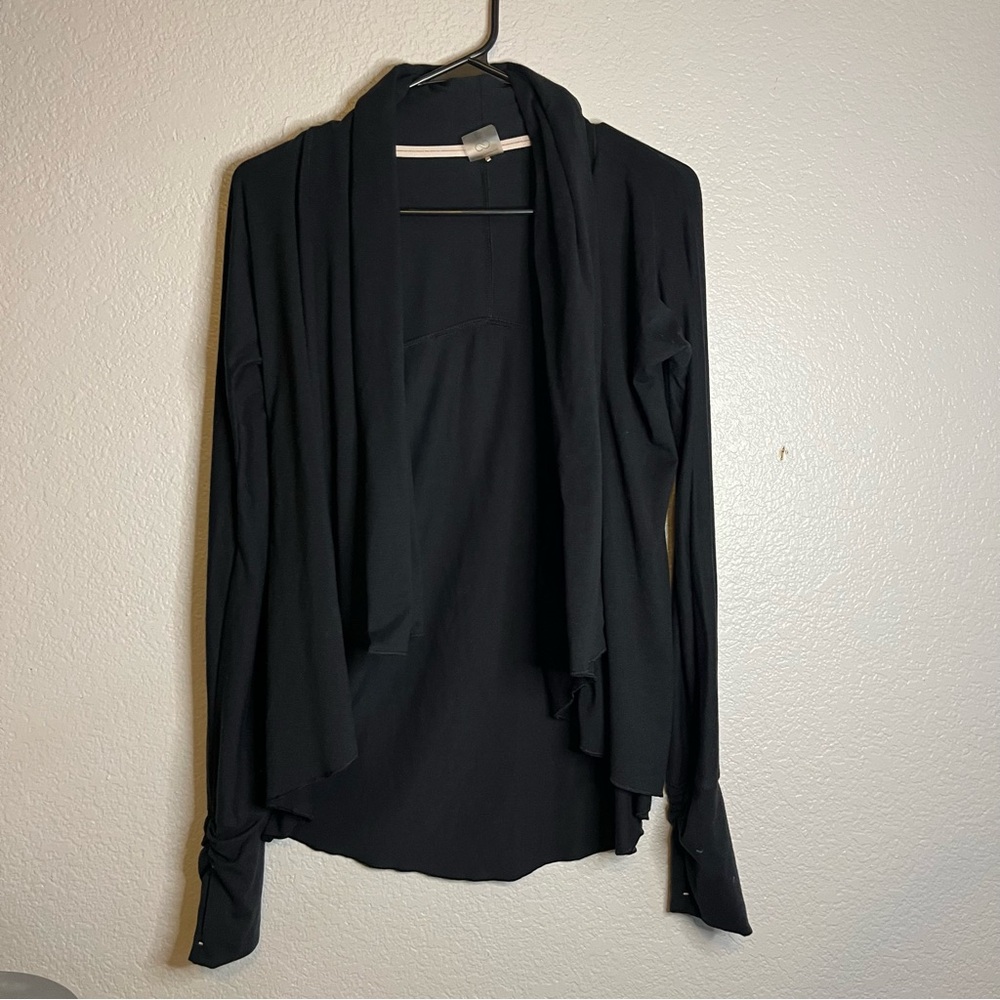 CALIA by Carrie Underwood Black Open Drape Blouse size XS
